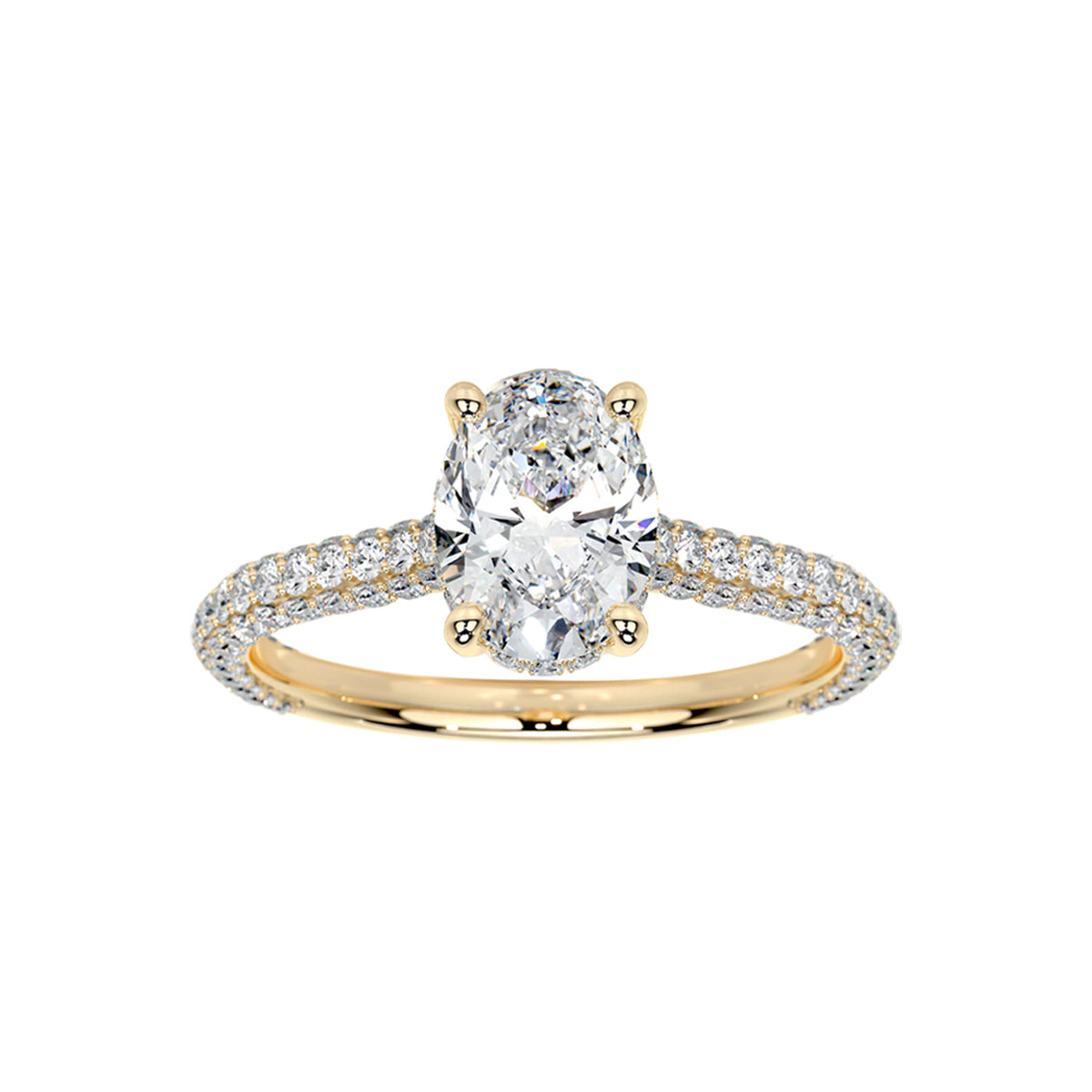 14K Certified Lab Diamond Ladies Ring Oval Yellow Gold 1.78CTW