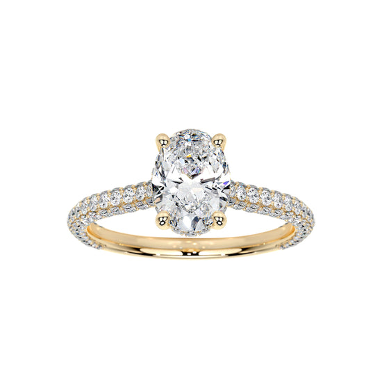 14K Certified Lab Diamond Ladies Ring Oval Yellow Gold 1.78CTW