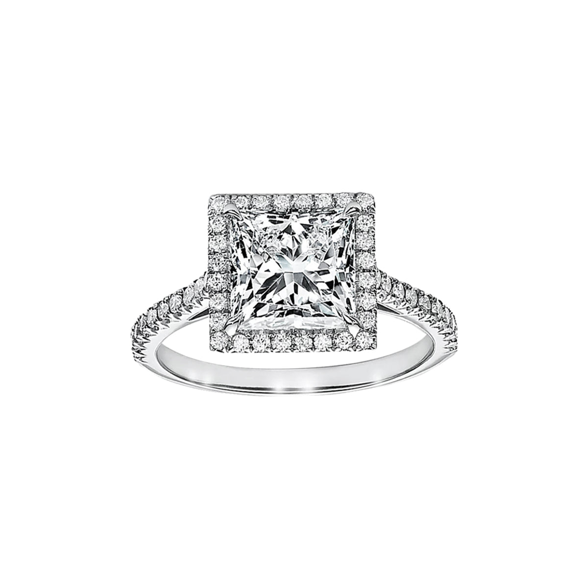 14K Certified Lab Diamond Ladies Ring Princess White Gold 1.39CTW