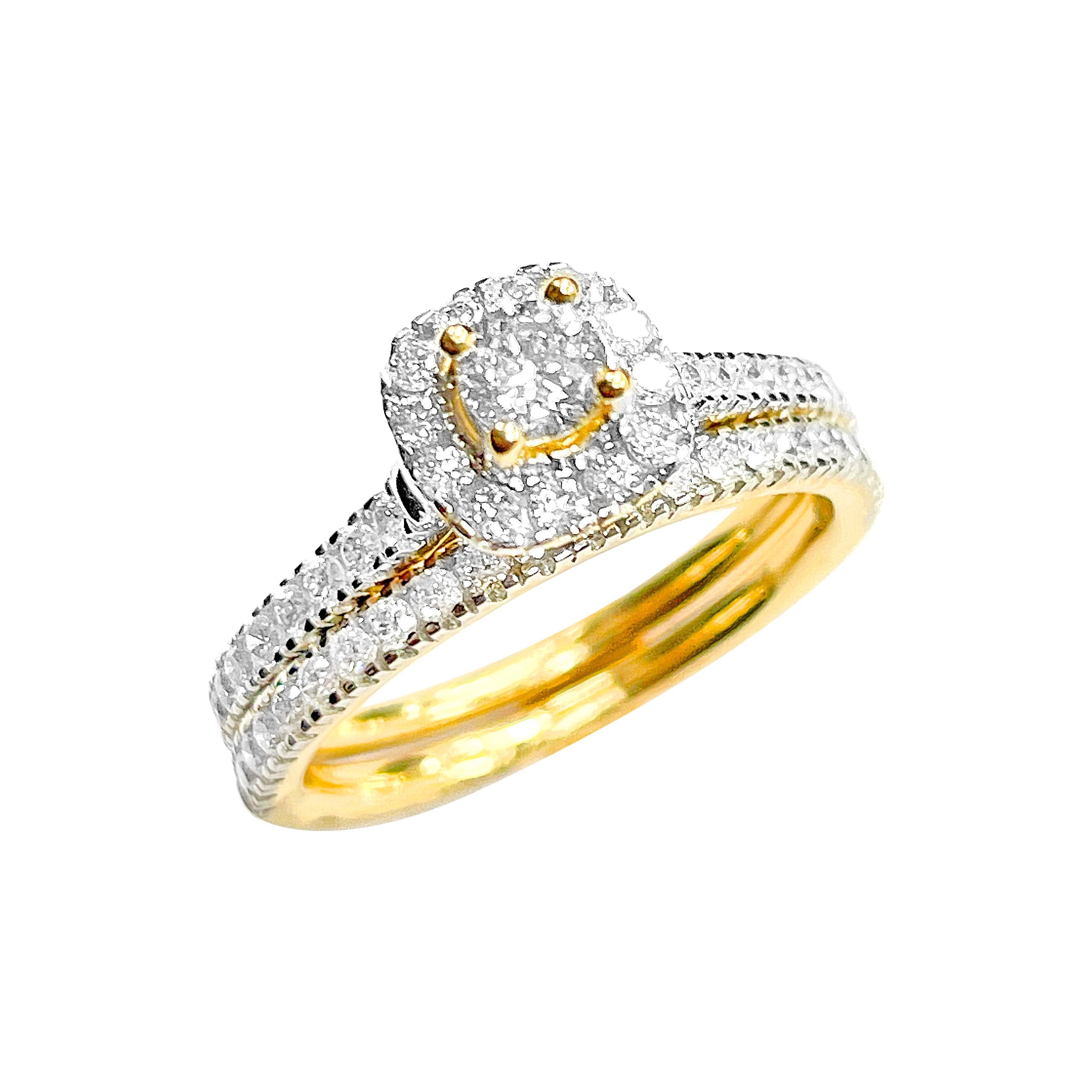 14K Bridal Set Yellow Gold 0.86CTW