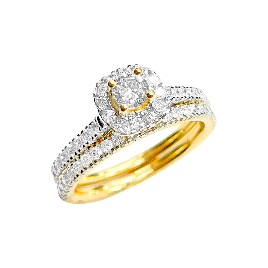 14K Bridal Set Yellow Gold 0.86CTW