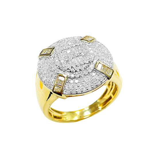 14K Men's Ring Yellow Gold 0.93CTW