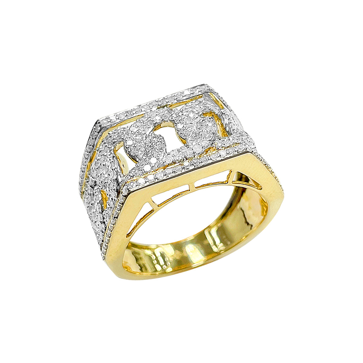 14K Men's Ring Yellow Gold 1.29CTW