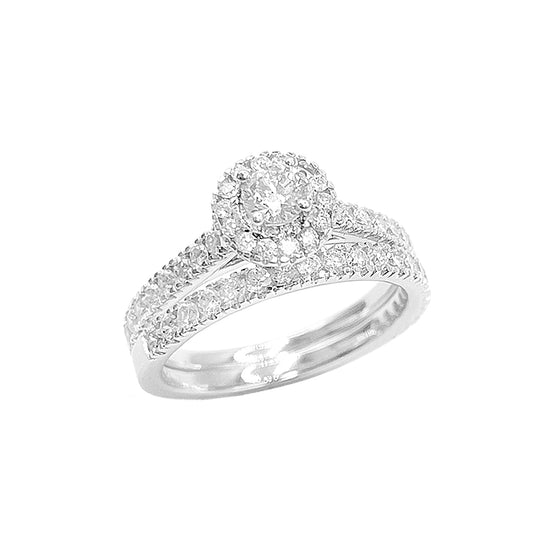 14K Bridal Set White Gold 1.12CTW