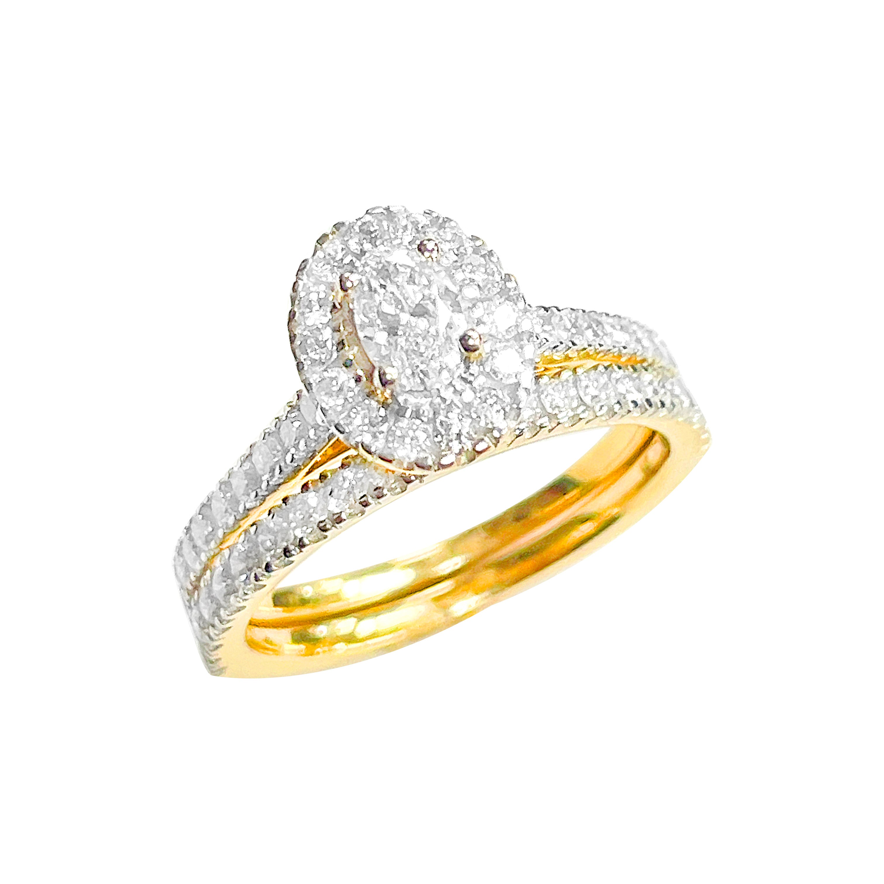 14K Bridal Set Yellow Gold 1.09CTW