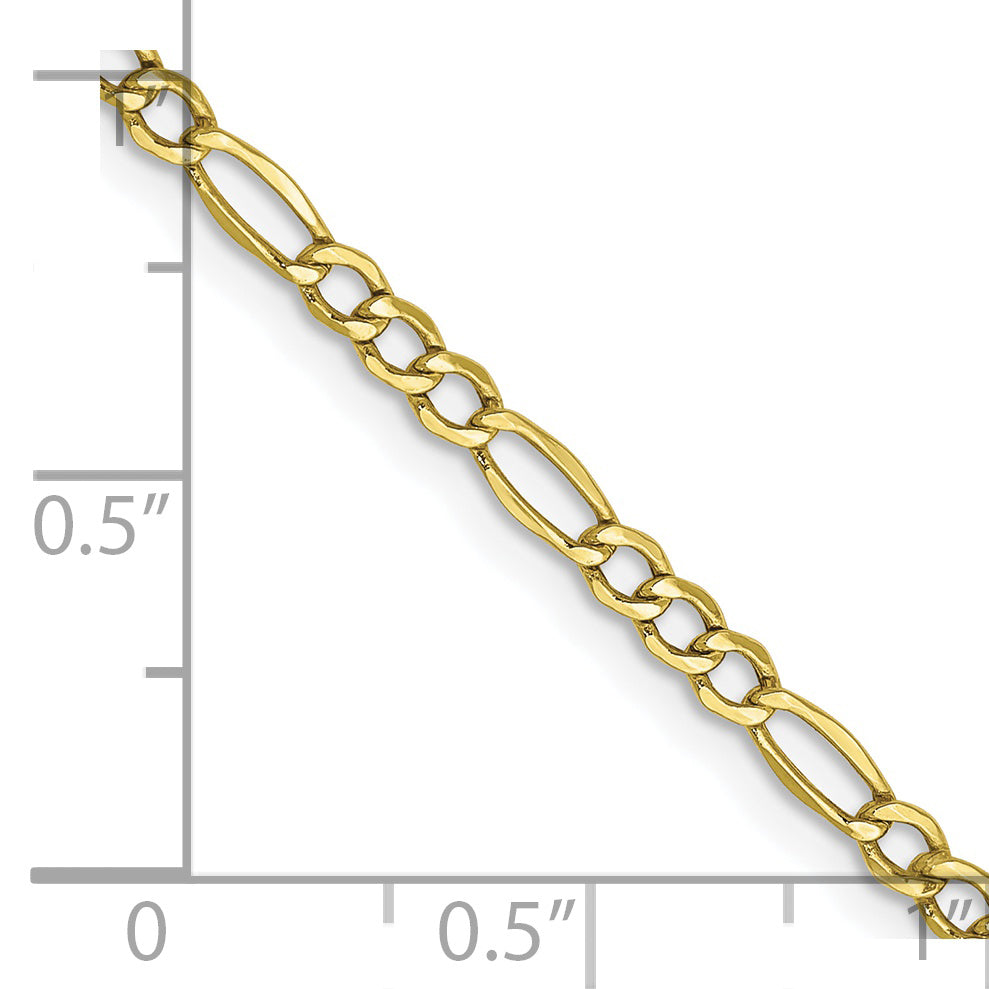 10k 2.5mm Semi-Solid Figaro Chain