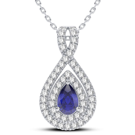 14K 0.33CT Diamond Sapphire Pendant