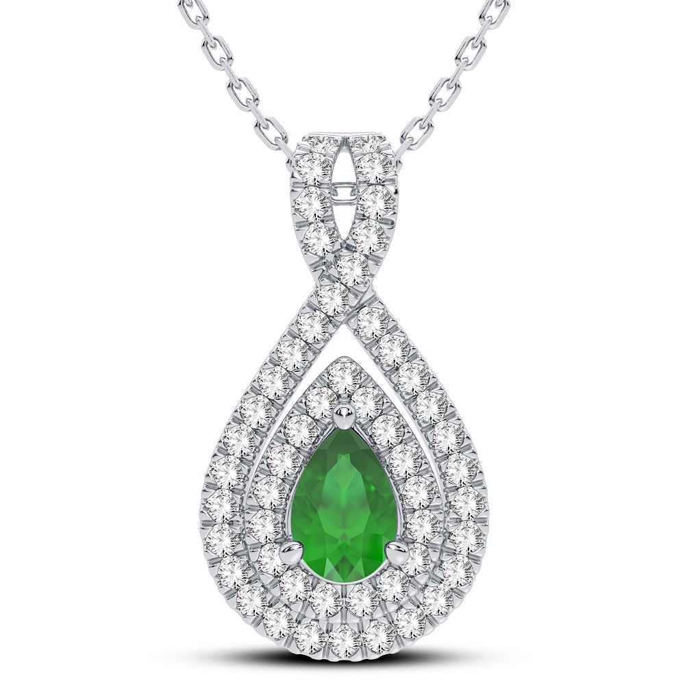 14K 0.33CT Diamond Emerald Pendant