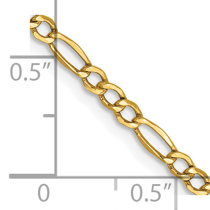 14k 2.5mm Semi-Solid Figaro Chain
