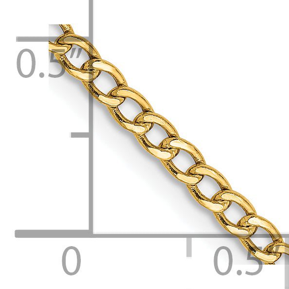 14k 2.5mm Semi-Solid Curb Chain