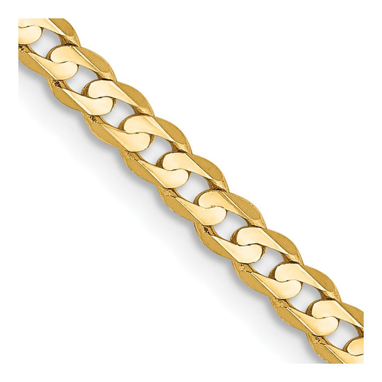 14k 3mm Open Concave Curb Chain